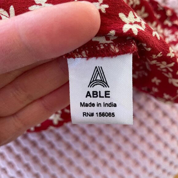 Able Simone Midi dress red flower print XS viscose - Picture 7 of 7